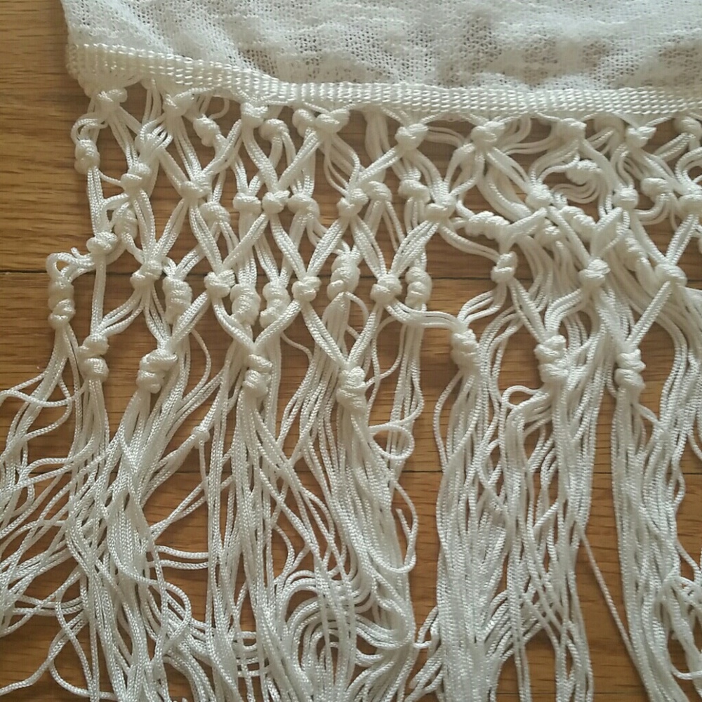Vintage Havana Kids Girls Tween NWT Ivory White Fringe Trimmed Top NEW - Picture 4 of 5